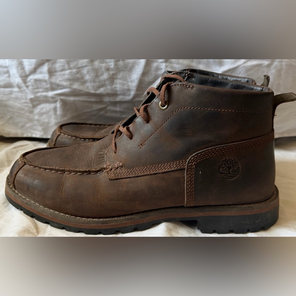 Timberland Grantly Chukka Leather Moc Toe Ankle Dark Brown Sz 12 Mens A1859